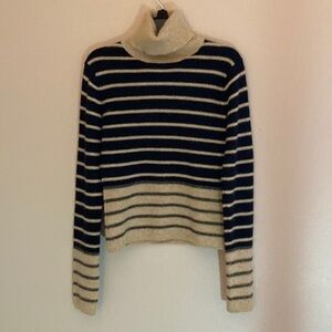 Vintage Lambswool Angora Turtleneck Sweater‎ Black Tan Size Small (Junior)